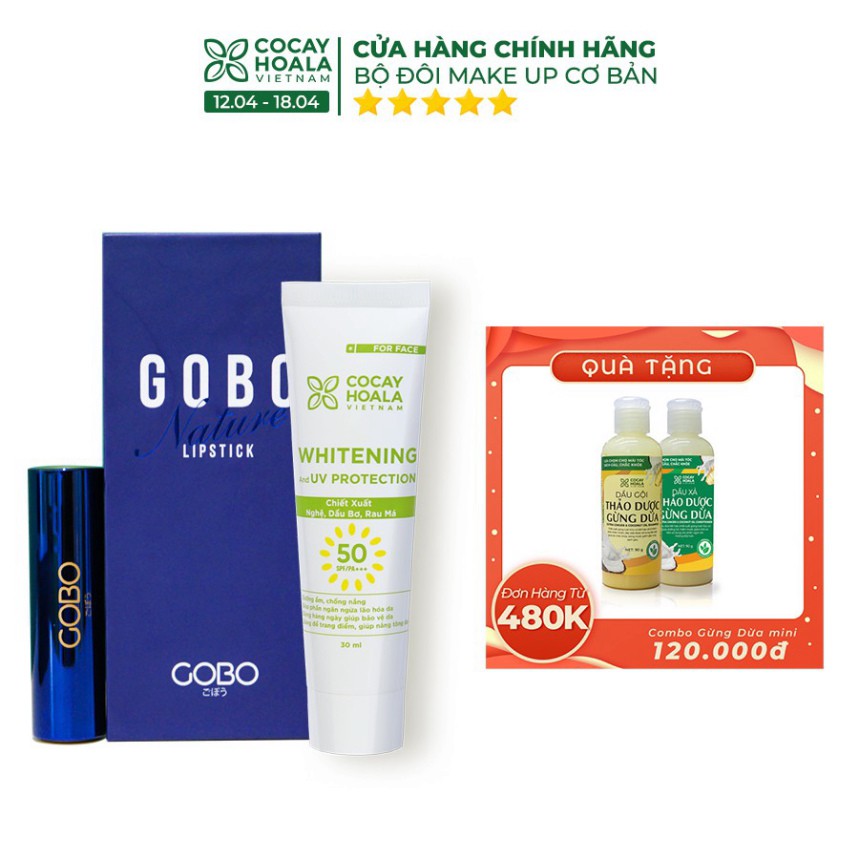 Son không chì Cocayhoala son thiên nhiên Gobo Nature matte 4.5g(4 màu mới) an toàn lành tính cho cả mẹ bầu mẹ sau sinh