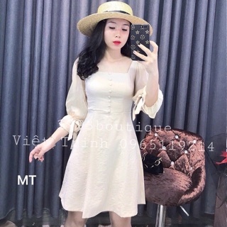 Váy thiết kế tay ren nơ