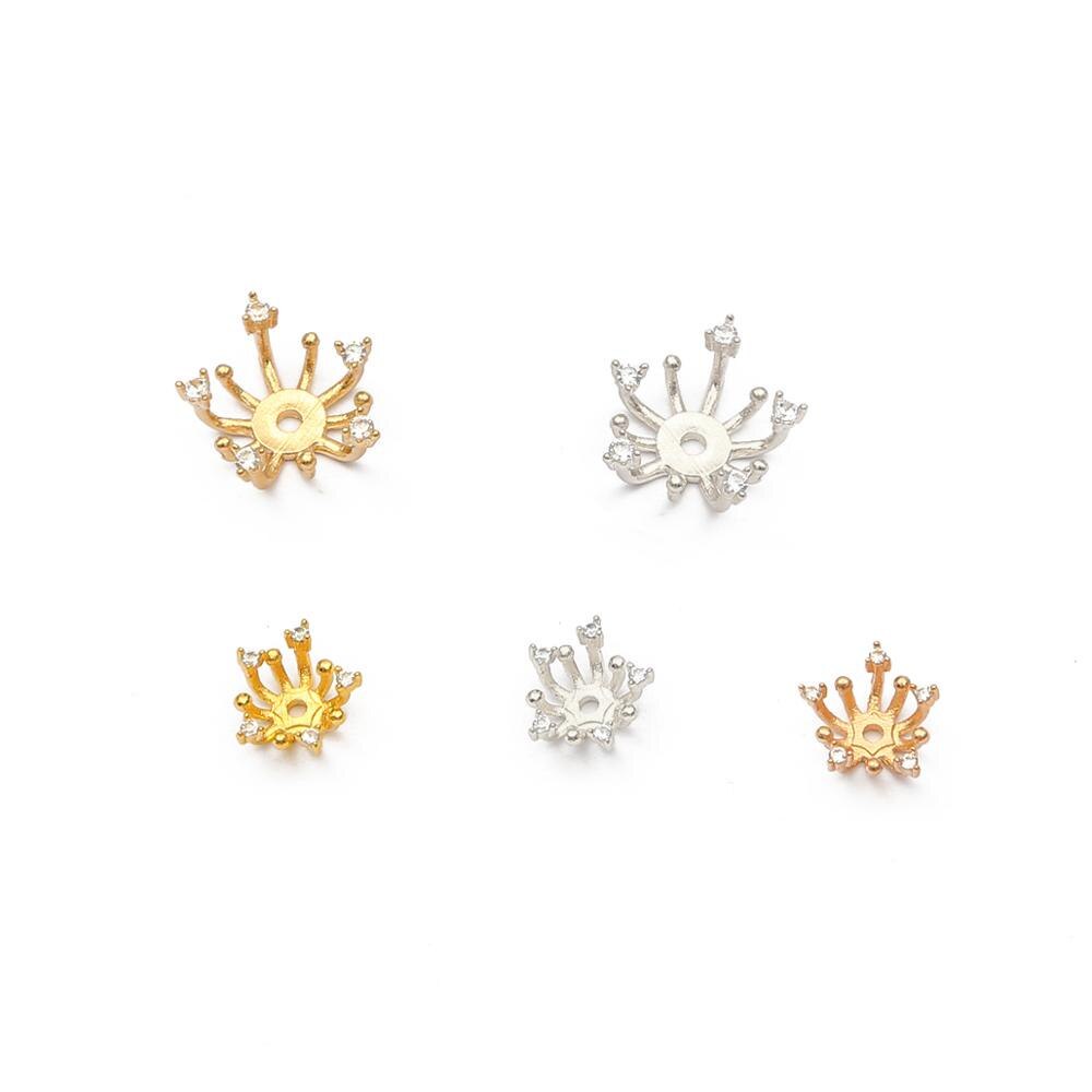 Nút đồng đính đá zircon BEADIA chèn giữ phụ kiện làm đồ trang sức thủ công