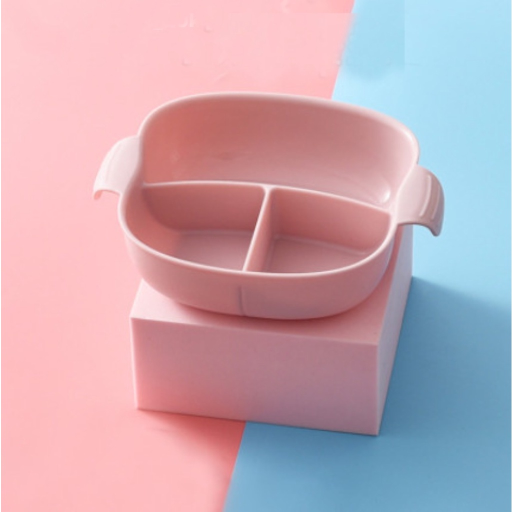 Khay ăn dặm silicon 3 ngăn có đế lót hạn chế lật đổ an toàn cho bé