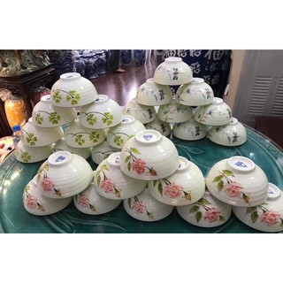 Combo 10 bát ăn men ngọc vẽ hoạ tiết gốm sứ Bát Tràng