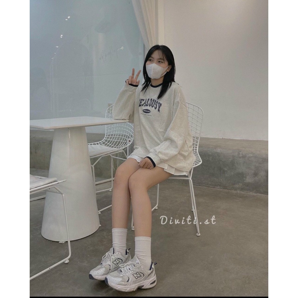 Áo sweater nỉ bông cotton unisex dáng rộng dưới 72kg annastore - Jealousy | BigBuy360 - bigbuy360.vn