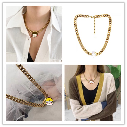 Vòng cổ Màu Vàng Dày Mặt Hình Chữ Cái Thời Trang Cho Nữ