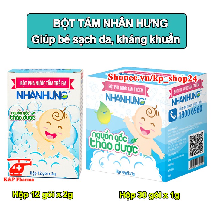 ✅ [CHÍNH HÃNG] Bột tắm Nhân Hưng - Bột pha nước tắm trẻ em, giúp sạch da, kháng khuẩn, hỗ trợ điều trị các bệnh ngoài da