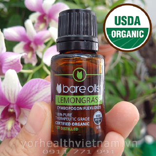 Tinh dầu sả chanh - Lemongrass Essential Oil (Tinh dầu hữu cơ Bare Oils - USDA Organic) 15ml