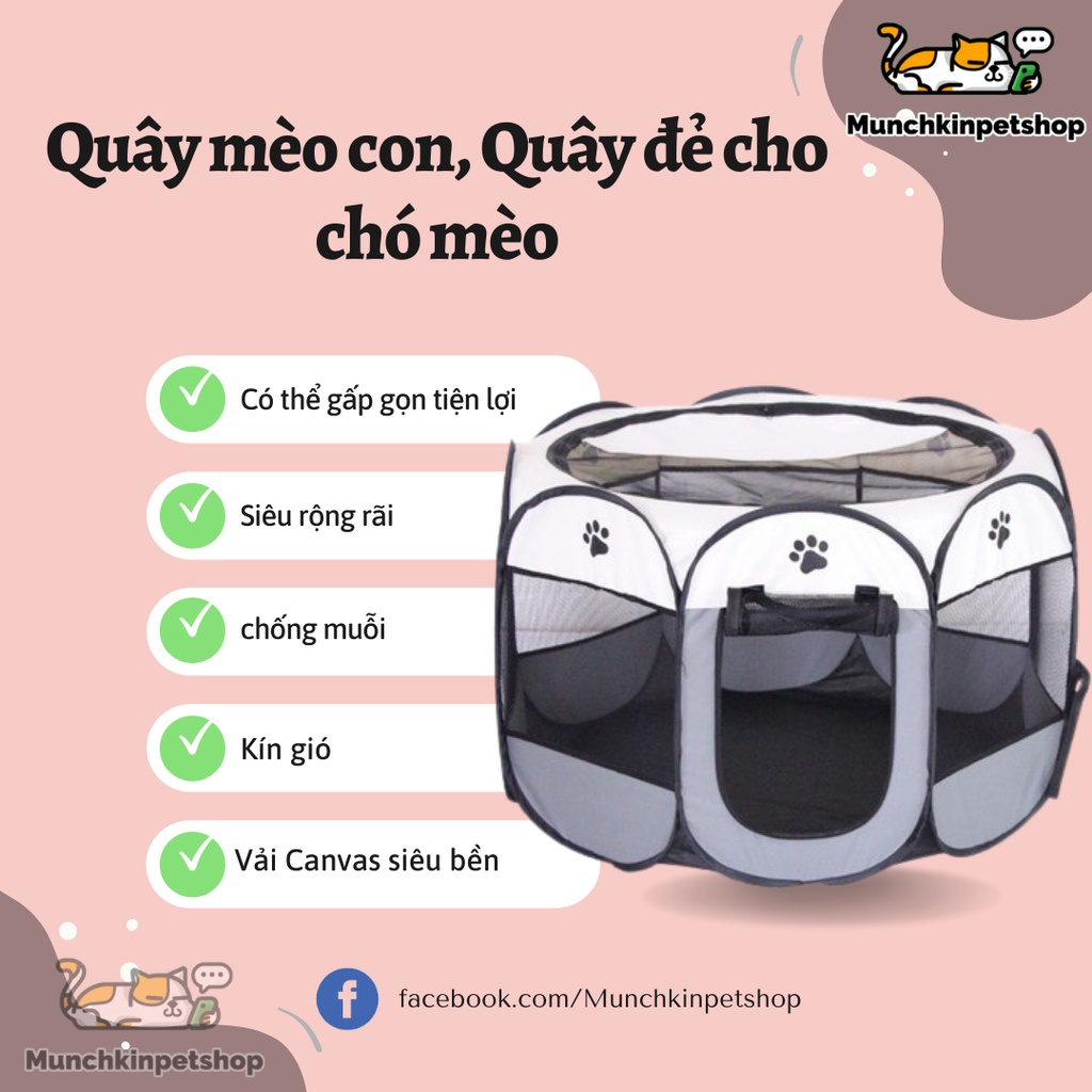 Quây Chuồng Đẻ, Ổ Đẻ Cho Chó Mèo Có Thể Gấp Gọn