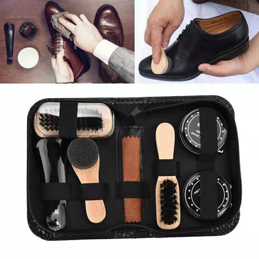 Bộ Xi Đánh Giày 7 Món Kèm Xi Đựng Trong Bao Da Cao Cấp Tiện Lợi