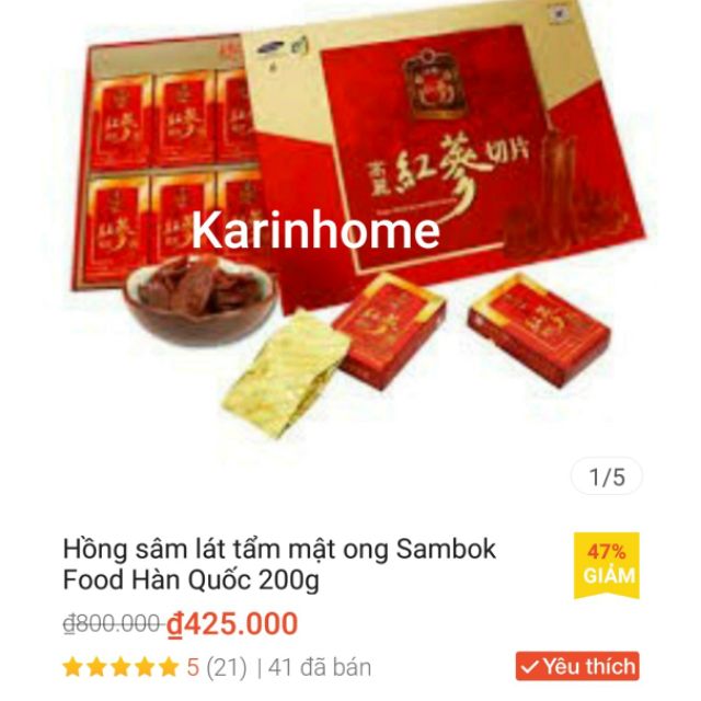Hồng sâm thái lát tẩm mật ong SamBok Fod
