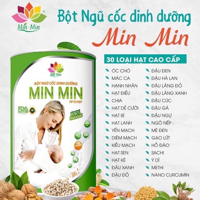 Ngũ Cốc Lợi Sữa, Ngũ Cốc Mẹ Bầu Min Min CHÍNH HÃNG, thương hiệu được mọi mẹ bầu và sau sinh tin dùng