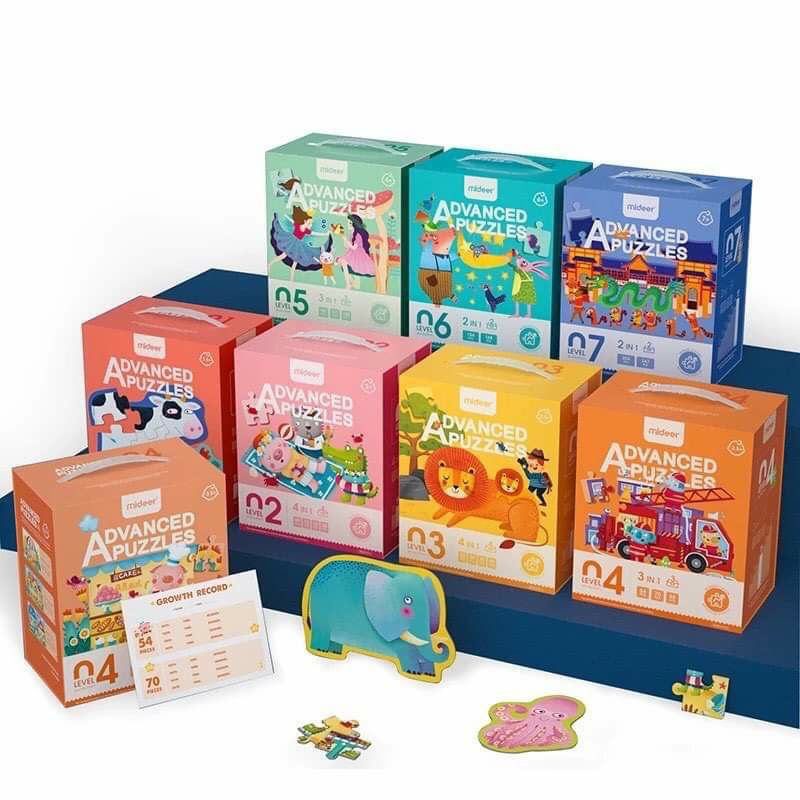 Bộ xếp hình 7 cấp độ từ level 1-7 Hãng Mideer