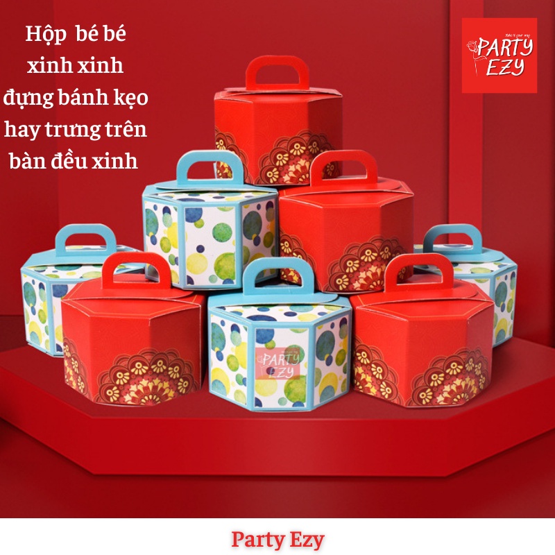 Hộp giấy Mini đựng bánh kẹo, quà tặng hình bát giác