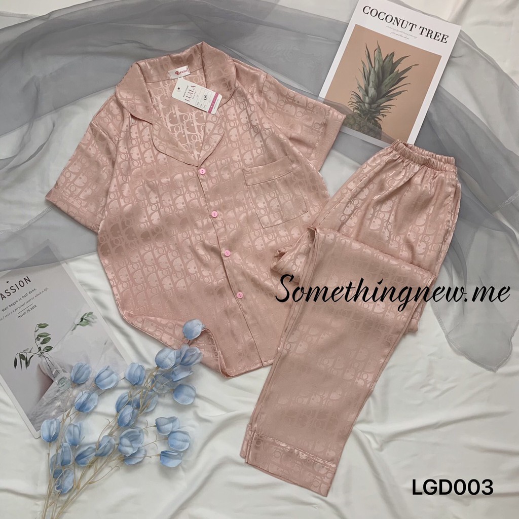 Đồ ngủ pijama cộc tay quần dài pizama lụa mặc ở nhà siêu thanh lịch