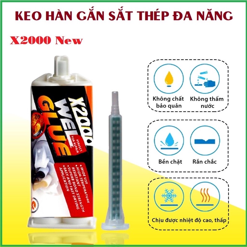 Keo hàn X2000 dán sắt thép kim loại, keo 2 thành phần chịu nhiệt chịu tác động mạnh keo dán X2000 siêu dính Nhật Bản