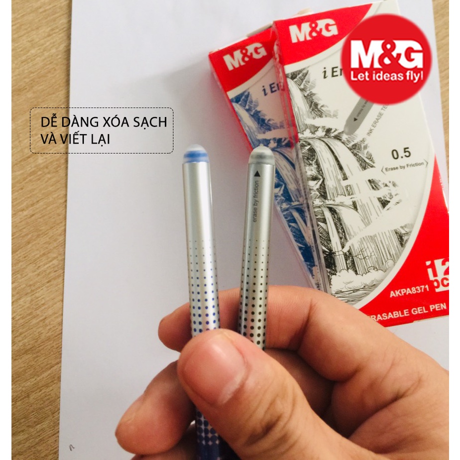 Bút bi tẩy xóa được AKPA8371 chính hãng M&G loại đẹp, mực đậm và nhanh khô, dễ dàng tẩy sạch và viết lại | có lõi thay