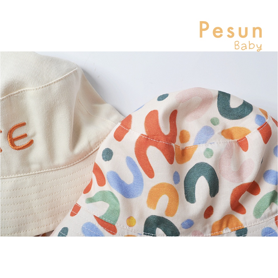 Nón Vành Thêu Chữ Cute Đội Được 2 Mặt Cho Bé