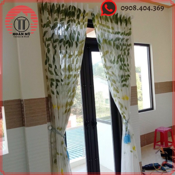 Rèm cửa,rèm voan thêu hoa văn tropical trang trí decor xinh xắn