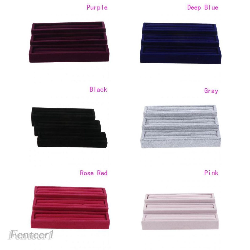 [Fenteer1] Bộ 3 Hộp Đựng Trang Sức Bằng Vải Nhung Sang Trọng