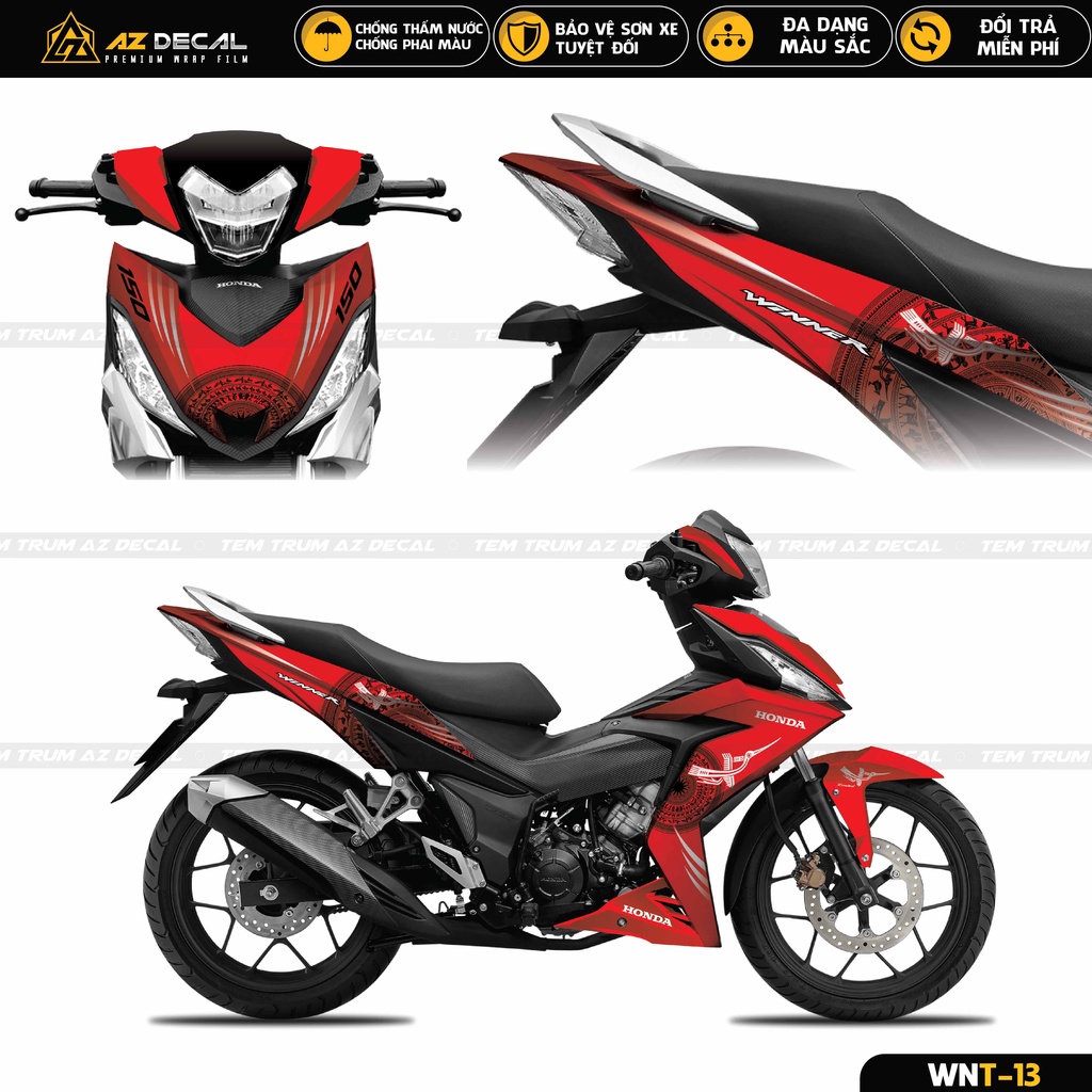 Tem Trùm Winner 150 V1 Mẫu Trống Đồng | WNT-13 | Decal Cao Cấp Màu Đen, Đỏ, Xanh Chống Nước, Bảo Vệ Sơn