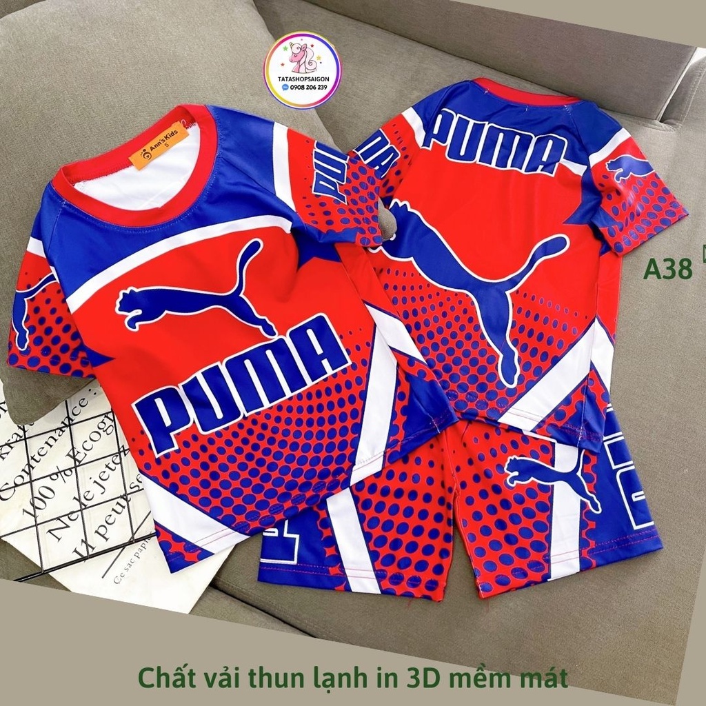 A38 Bộ đùi cộc tay bé trai thể thao size đại thun lạnh in 3D mềm mát 20 đến 40kg