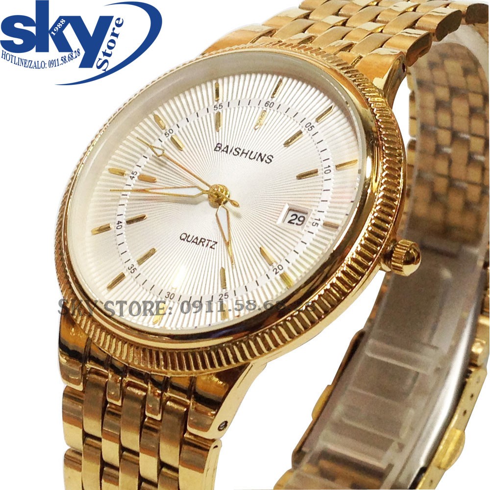 Đồng hồ nam BAISHUNS 8899SKY dây thép không gỉ cao cấp + Tặng kèm vòng tay phong thủy