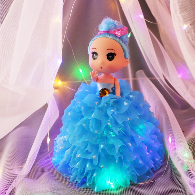 Đồ chơi trẻ em búp bê barbie siêu dễ thương có đèn LED phát sáng HOT 2021, đèn ngủ búp bê chibi trang trí