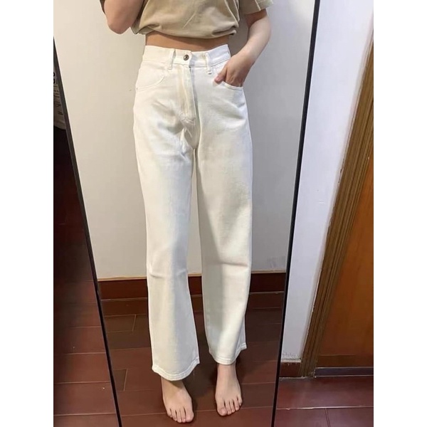 Quần jeans xuông trắng