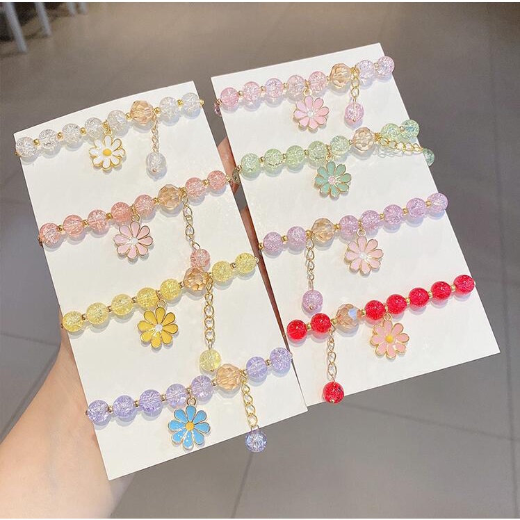 Vòng tay chuỗi hạt pha lê thiết kế đơn giản dễ thương