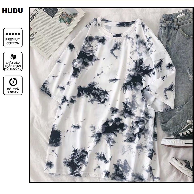 ÁO THUN NAM NỮ UNISEX FORM RỘNG ĐƠN GIẢN PHỐI MÀU ĐEN TRẮNG VẨY SƠN
