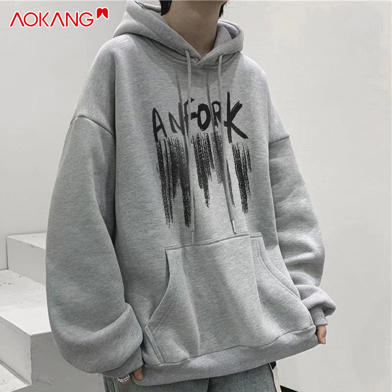 Áo hoodie AOKANG dáng rộng thân thiện với da thời trang mùa thu cho nam