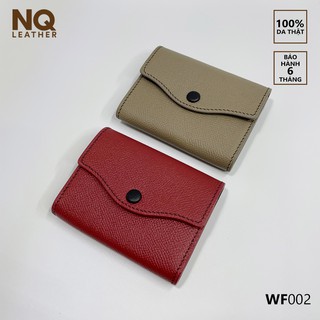 Ví Nữ Cầm Tay Mini Nắp Nút Bấm Da Bò Vân Epsom By NQ Leather WF002