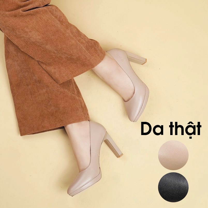Giày cao gót nữ da thật 8 phân Giày cao gót đế đúp hàng VNXK - Kimy Store