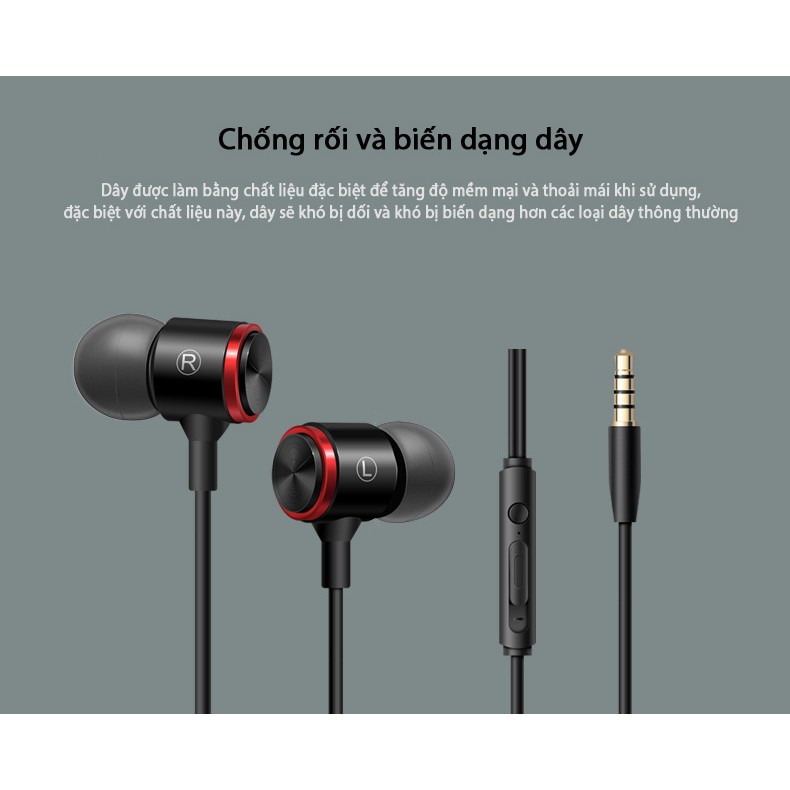 Tai nghe siêu trầm Extra Bass E3 JZG SHARK có MIC kèm hộp đựng thời trang