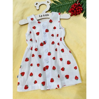 Váy xô muslin nhăn cho bé [LK-002]- Hàng thiết kế, Handmade 100% cotton