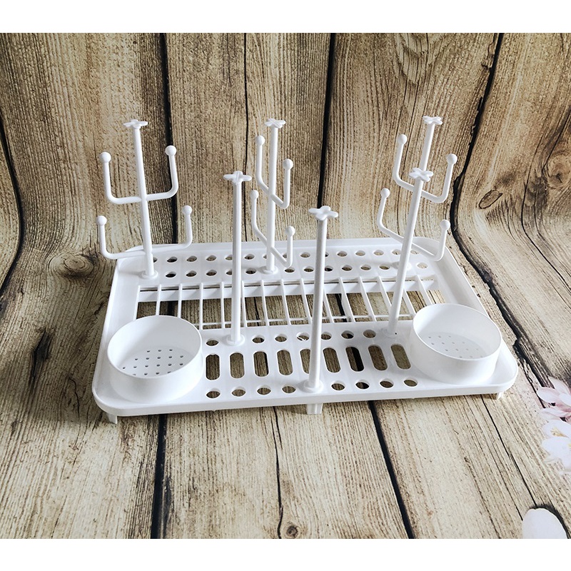Khay úp bình sữa Việt Nhật Plastic Có thanh cắm, Quai Xách và nặp đậy kín giá kệ úp bình sữa có nắp đậy cao cấp Size to