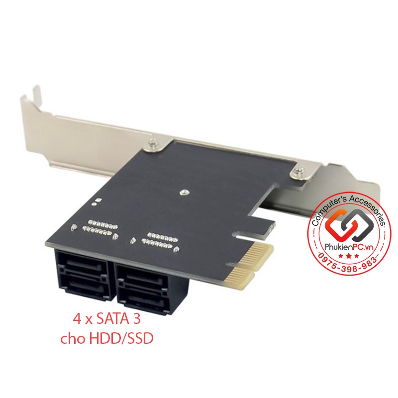 Card mở rộng PCI-e 1x ra 4 Port SATA III lắp đặt thêm 4 ổ cứng HDD, SSD cho máy tính PC, máy tính đồng bộ