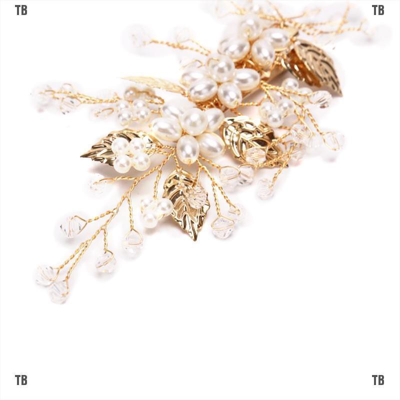 Kẹp Tóc Hình Lá Đính Ngọc Trai Nhân Tạo Sang Trọng