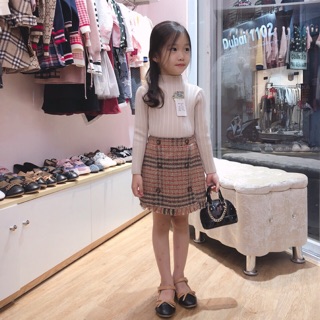 Chân váy dạ tweed cho bé gái