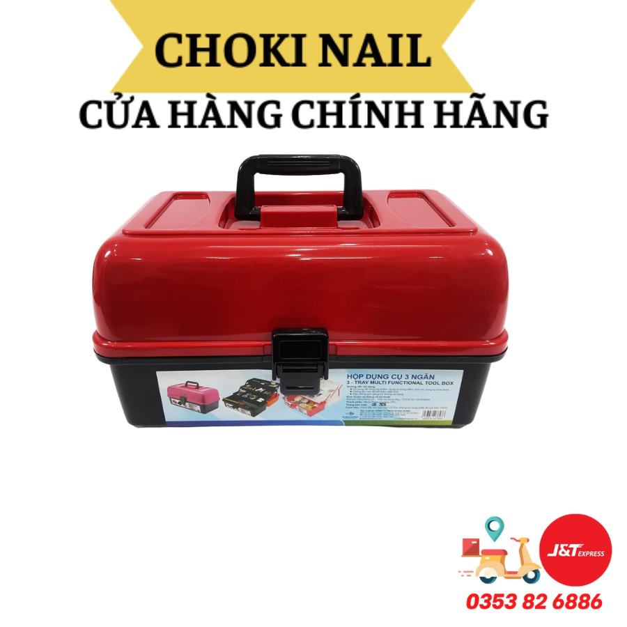 Cốp nhựa 3 tầng, Cốp nhựa đựng đồ nail 3 ngăn cao cấp dành cho thợ làm nail