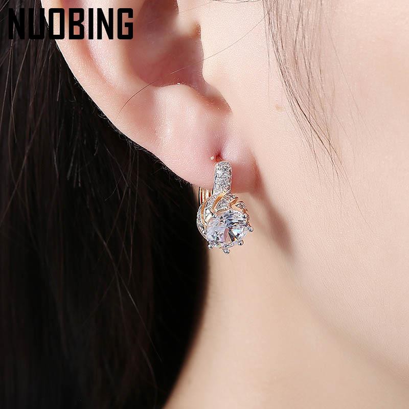 Bông Tai Mạ Bạc 925 Đính Đá Sapphire Tròn 4 Màu Thời Trang Cho Nữ