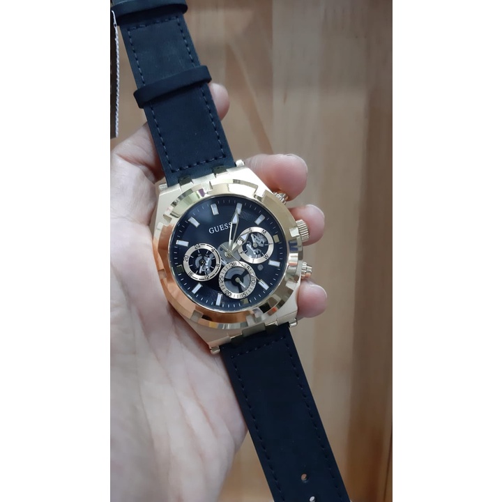Đồng Hồ Nam Guess Continental Gold & Black Leather GW0262G2