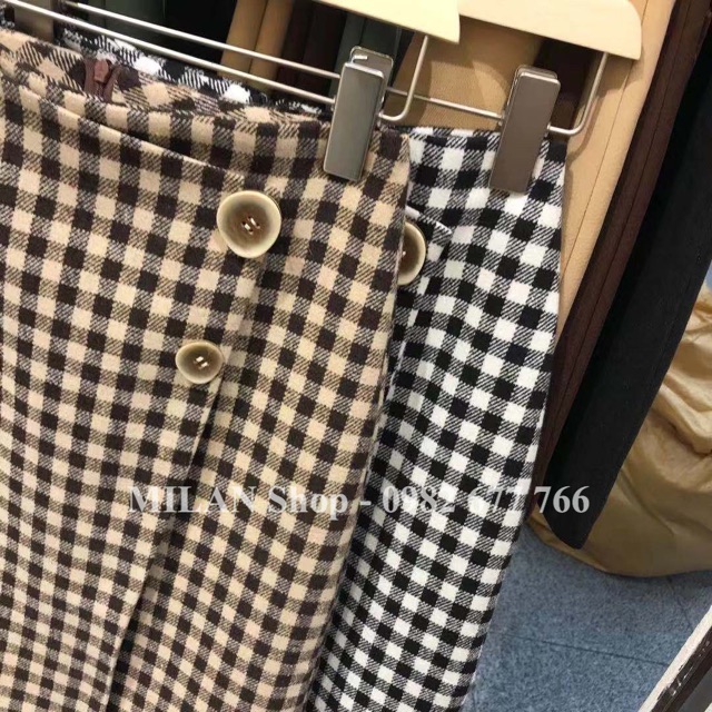 Chân váy dạ dài qua gối kẻ caro chất đẹp | BigBuy360 - bigbuy360.vn