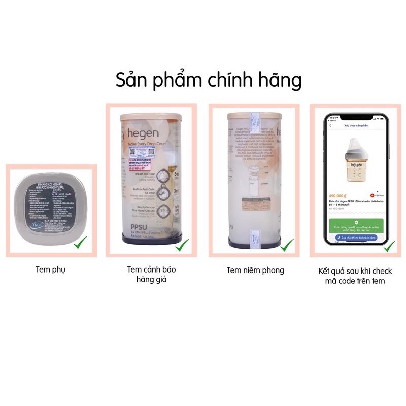 Bình sữa HEGEN PPSU 150ml/240ml/330ml / núm ti Hegen/ nắp đậy Hegen(Hàng chính hãng)