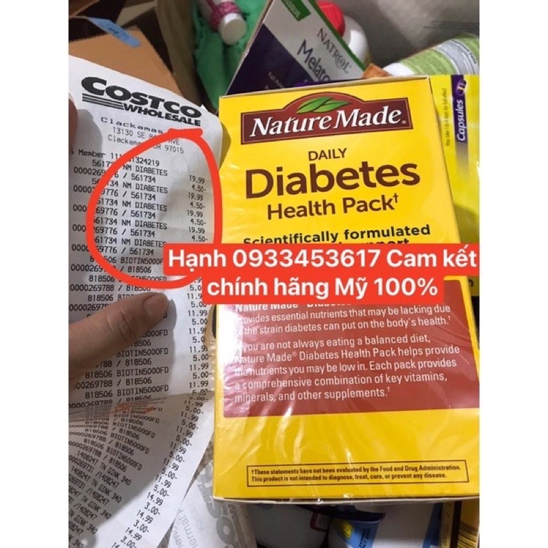 tiểu đường 60 gói Diabetes Nature made của Mỹ