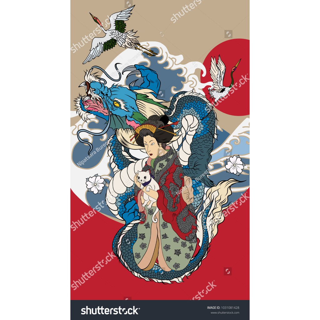 Tranh lụa 3d Quán ăn Phòng trà phong cách Nhật Bản QAPTNB-03