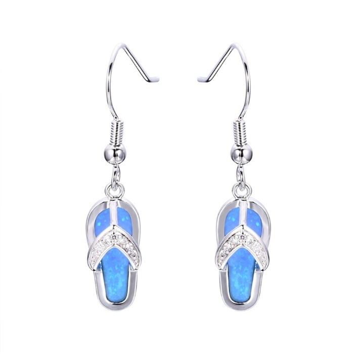 Bông Tai Đính Đá Opal Màu Hồng / Xanh Dương / Trắng / Vàng Hồng Sáng Tạo Cho Nữ