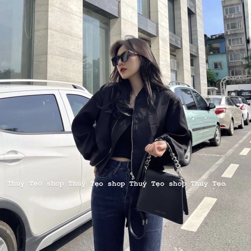 [ĐỢT CUỐI] ÁO BOMBER HAI LỚP HAI MÀU TRẮNG ĐEN