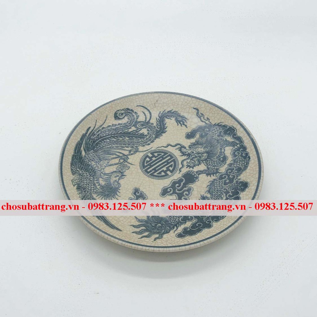 - Đĩa đựng trầu cau men rạn trơn long phượng phi 15