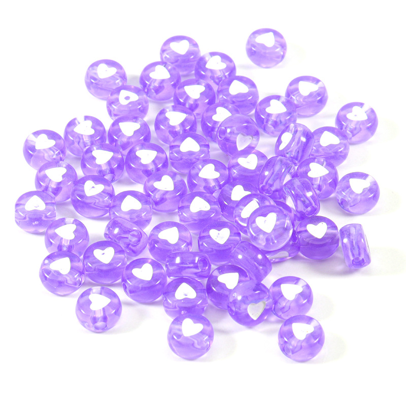 Set 100 Hạt Nhựa Acrylic Hình Trái Tim 7mm Nhiều Màu Dùng Làm Đồ Trang Sức Thủ Công