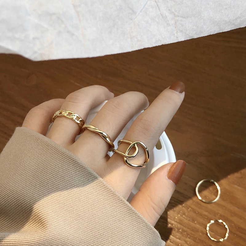 Set 5 Nhẫn Kim Loại Thiết Kế Đơn Giản Thời Trang Cho Nữ