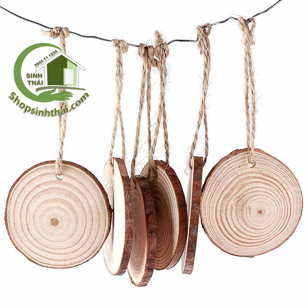 Miếng gỗ tròn - khoanh gỗ tròn trang trí  - gỗ thông tự nhiên - miếng lớn 10cm x dày 1,2cm